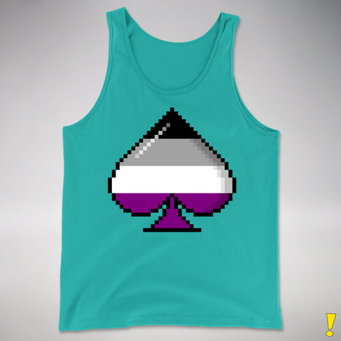 Asexual Pride 8-Bit Pixel Ace of Spades Premium Tank Top - Teal